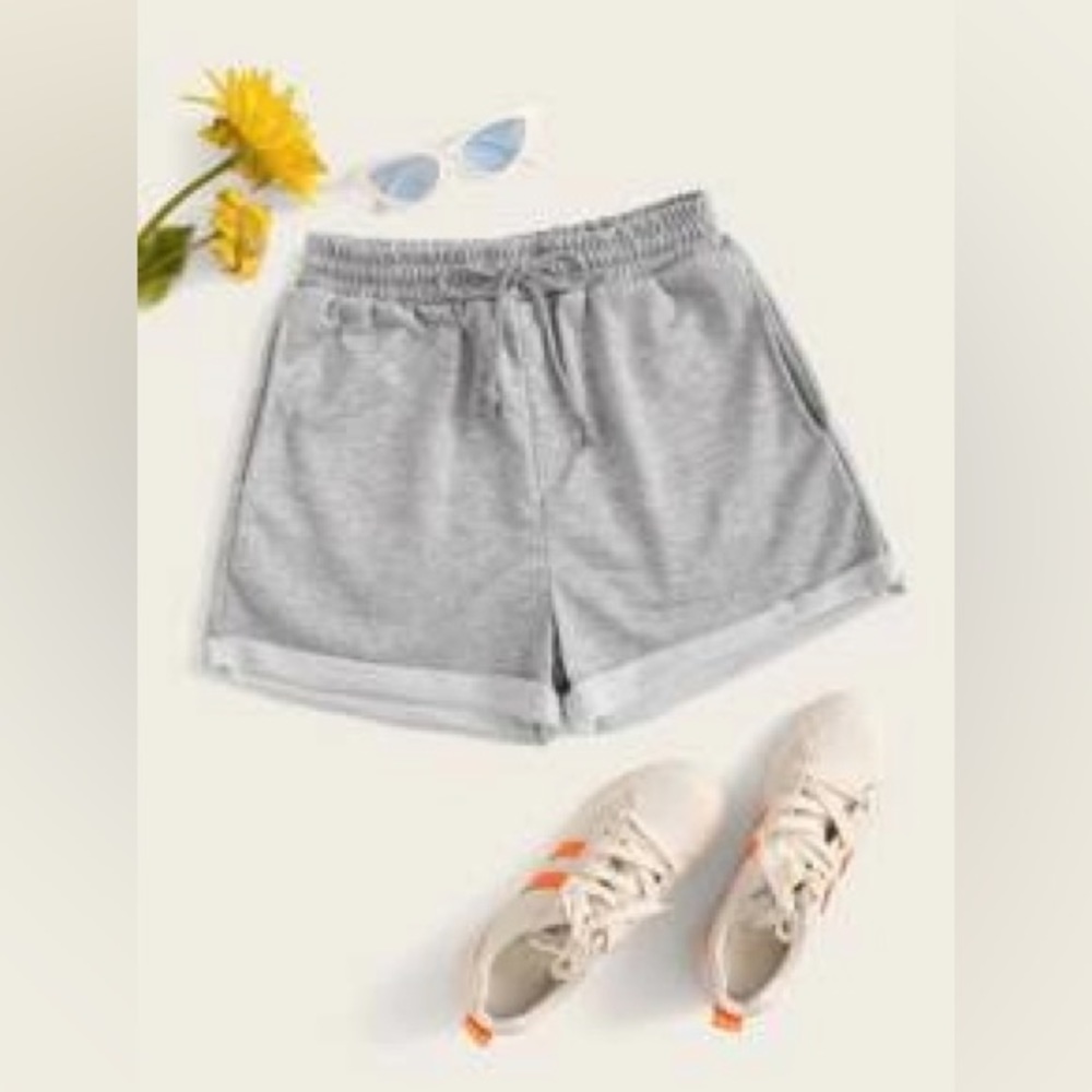Shein Rolled French Terry Drawstring Shorts